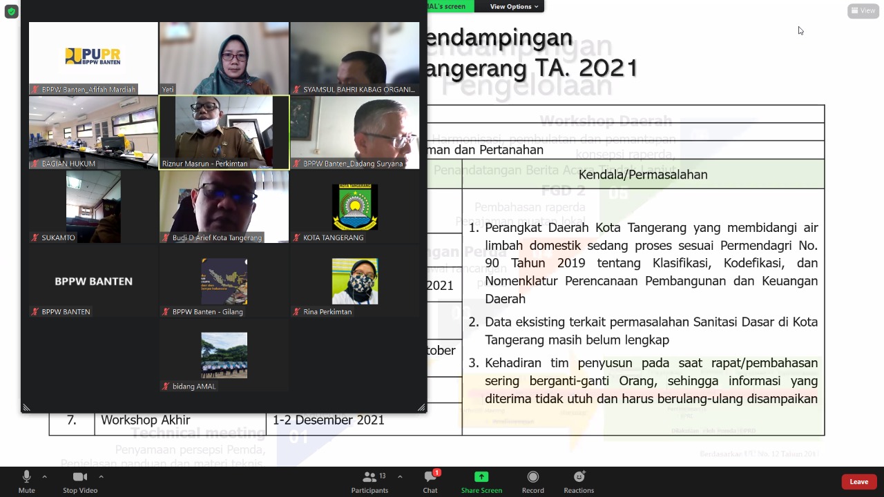 Pembahasan Rancangan Perwal Melalui Zoom Meeting